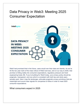 Data Privacy in Web3: Meeting 2025 Consumer Expectation