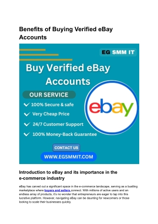 Benefits of Buying Verified eBay Accounts