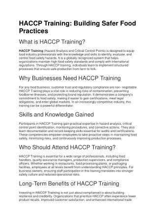 HACCP Training