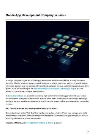 Mobile App Development Company in Jaipur