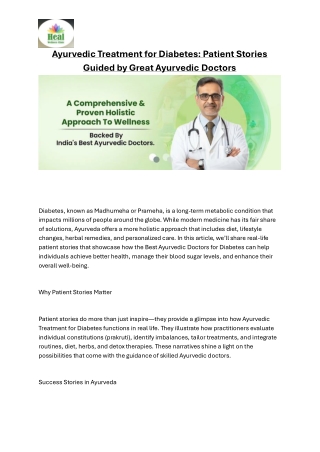 Ayurvedic Treatment for Diabetes: Patient Stoaries Guided by Great Ayurvedic Doc