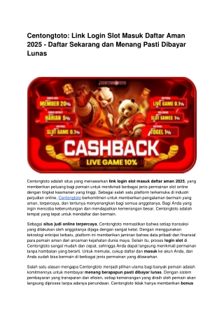 Centongtoto_ Link Login Slot Masuk Daftar Aman 2025 - Daftar Sekarang dan Menang