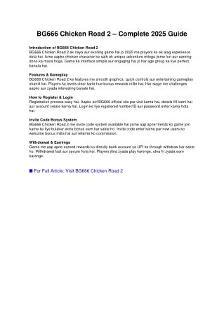 BG666 Chicken Road 2 – Complete 2025 Guide