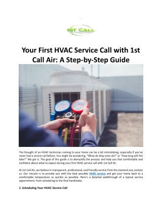 Your First HVAC Service Call with 1st Call Air: A Step-by-Step Guide