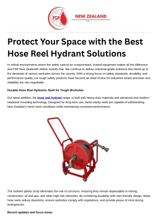 Protect Your Space with the Best Hose Reel Hydrant Solutions