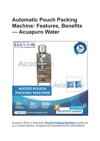 Automatic Pouch Packing Machine_ Features, Benefits — Acuapuro Water