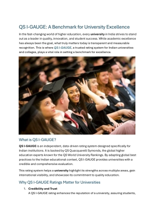 QS IGAUGE A Benchmark for University Excellence