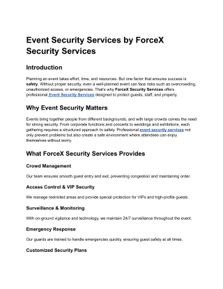 Event Security Services by ForceX Security Services