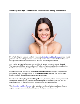 Refresh Your Look at South Bay Med Spa