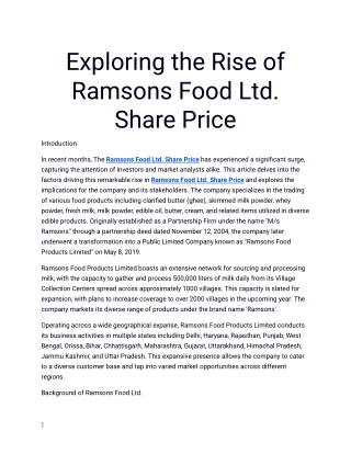 Get the Latest and Most Reliable Ramsons Food Share Price at Planify