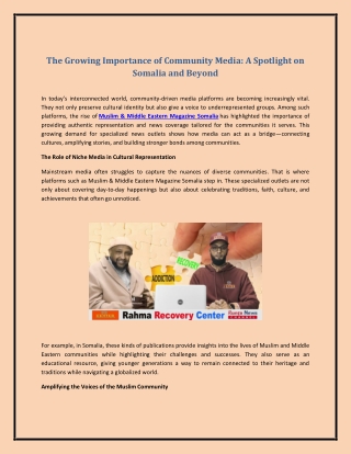 The Growing Importance of Community Media: A Spotlight on Somalia and Beyond