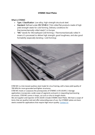 S700MC Steel Plates