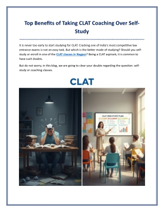 Top Benefits of Taking CLAT Coaching Over Self Study
