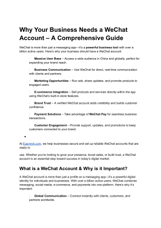 Buy WeChat Account Safely with Egsmmit.com