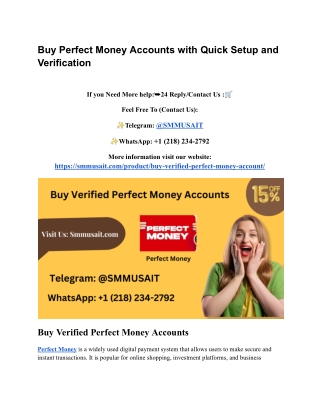Buy Perfect Money Accounts with Quick Setup and Verification