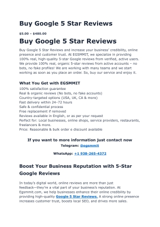 Why Choose Egsmmit For Buying Google 5 Star Reviews