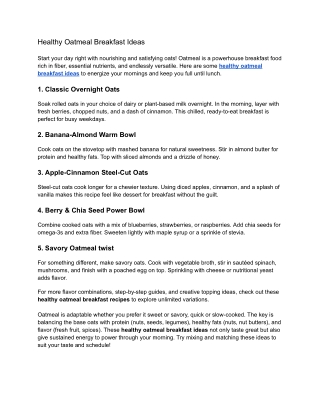 Healthy OHealthy Oatmeal Breakfast Ideas | Nutritious & Deatmeal Breakfast Ideas