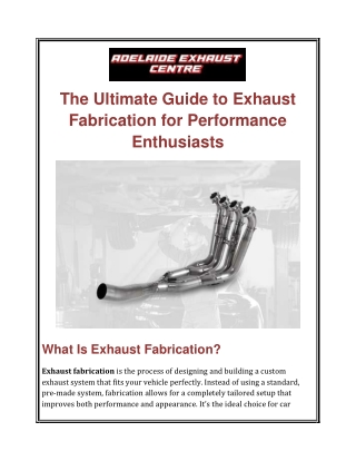 The Ultimate Guide to Exhaust Fabrication for Performance Enthusiasts