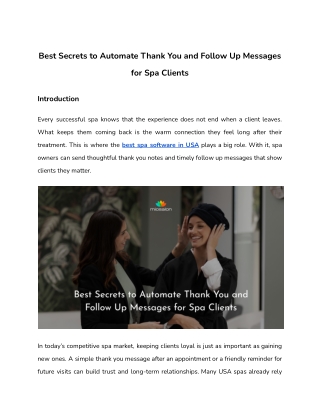 Best Secrets to Automate Thank You and Follow Up Messages for Spa Clients