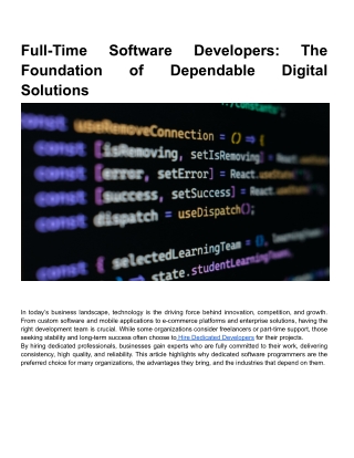 Hire Dedicated Developers