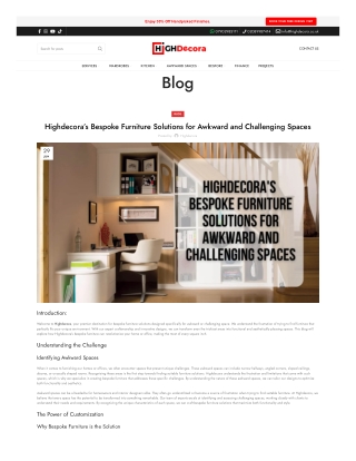 Highdecora’s Bespoke Furniture Solutions for Awkward and Challenging Spaces