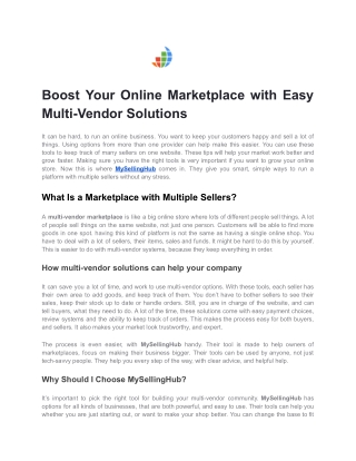 Boost Your Online Marketplace with Easy Multi-Vendor Solutions
