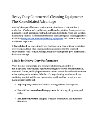 Heavy Duty Commercial Cleaning Equipment_ The Konsolidated Advantage