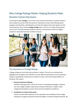Why College Ratings Matter: Helping Students Make Smarter Career Decisions