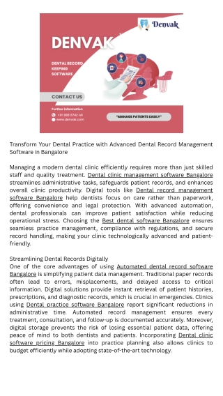 Automated dental record software Bangalore