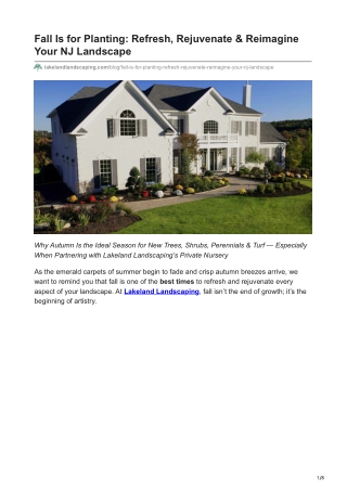 Fall Is for Planting Refresh Rejuvenate  Reimagine Your NJ Landscape