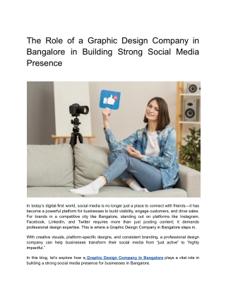 The Role of a Graphic Design Company in Bangalore in Building Strong Social Media Presence