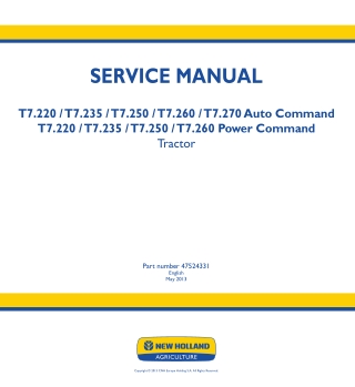 New Holland T7.235 Power Command Tractor Service Repair Manual Instant Download