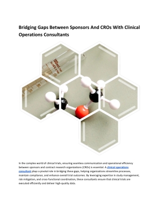 Bridging Gaps Between Sponsors and CROs With Clinical Operations Consultants