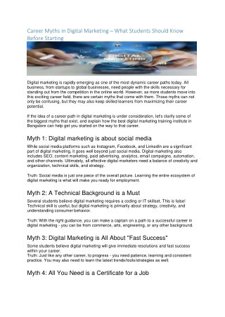 Career Myths in Digital Marketing