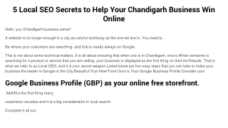 5 Local SEO Secrets to Help Your Chandigarh Business Win Online