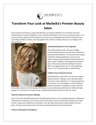 Transform Your Look at Marbella’s Premier Beauty Salon