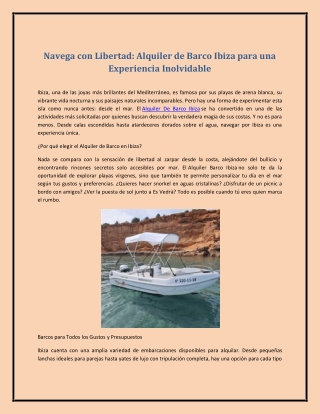 Navega con Libertad: Alquiler de Barco Ibiza para una Experiencia Inolvidable
