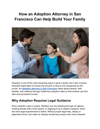 How an Adoption Attorney in San Francisco Can Help Build Your Family