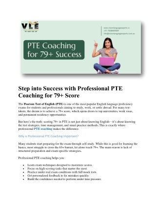 Step into Success with Professional PTE Coaching for 79