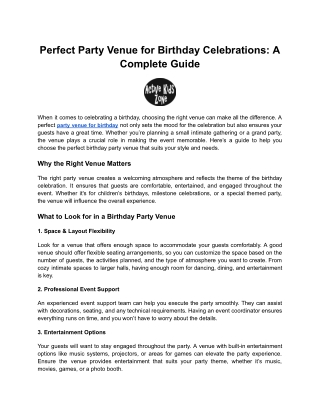 Perfect Party Venue for Birthday Celebrations | Book Your Spot Today