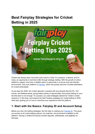 Best Fairplay Strategies for Cricket Betting in 2025