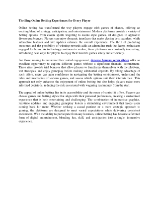 Thrilling Online Betting Experiences for Every Player