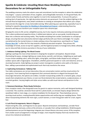 Sparkle & Celebrate Unveiling Must Have Wedding Reception Decorations for an Unforgettable Party