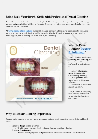 Dental Cleaning in Ratlam