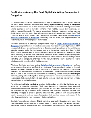 SanBrains – Among the Best Digital Marketing Companies in Bangalore
