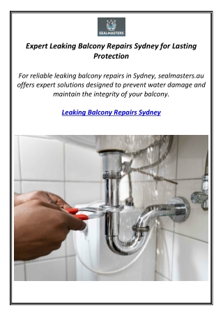 Expert Leaking Balcony Repairs Sydney for Lasting Protection