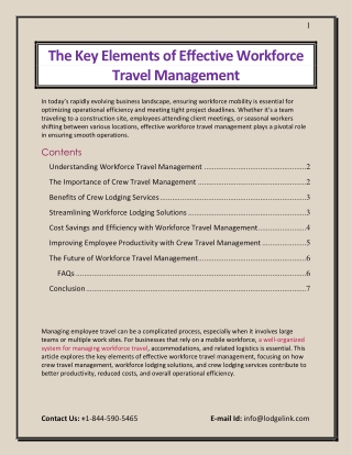 The Key Elements of Effective Workforce Travel Management