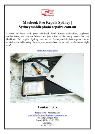 Macbook Pro Repair Sydney Sydneymobilephonerepairs.com.au