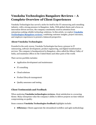 Vmoksha Technologies Bangalore Reviews – A Complete Overview of Client Experiences (1)