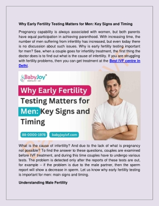 Why Early Fertility Testing Matters for Men: Key Signs and Timing